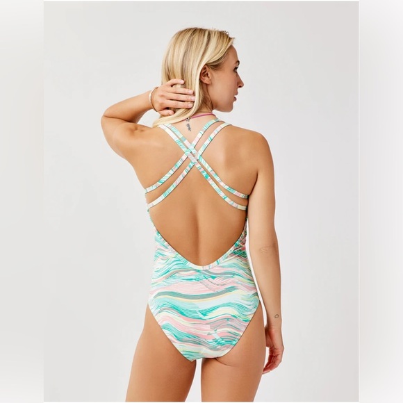 Carve Designs Pink and Green One Piece Swimsuit - Picture 3 of 7
